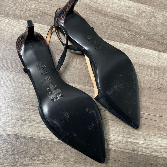 Joie Reno Black Suede Heels Slingbacks 36.5 US 6.5 snakeskin heel New - Picture 8 of 9